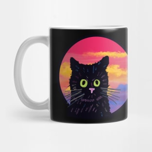 Upset Cat in front of Sunset Mug